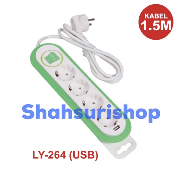 STOP KONTAK NEW MULTICORD 4 LUBANG + USB LOYAL LY 264U 1,5 M METER