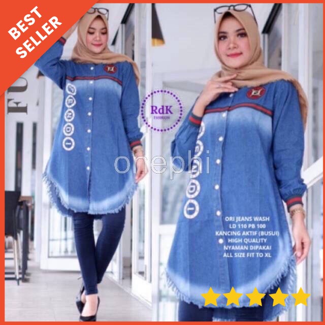 Dress Jeans Wanita FURLA RED tunik jeans Murah