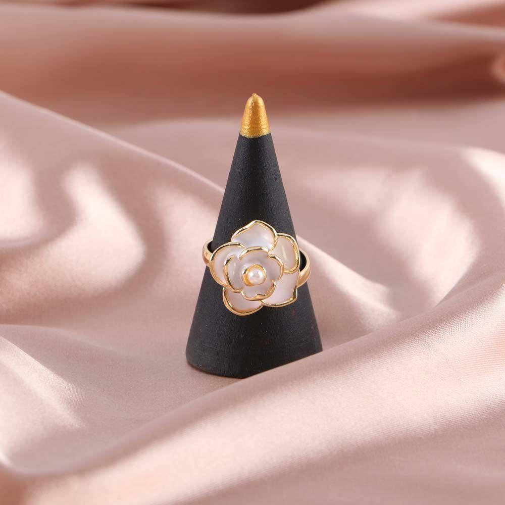 Mxbeauty Wanita Jari Cincin Elegan Temperamen Pesta Perhiasan Bunga Perhiasan Putih Minyak Tetes Mutiara Lady Gaya Korea Rings