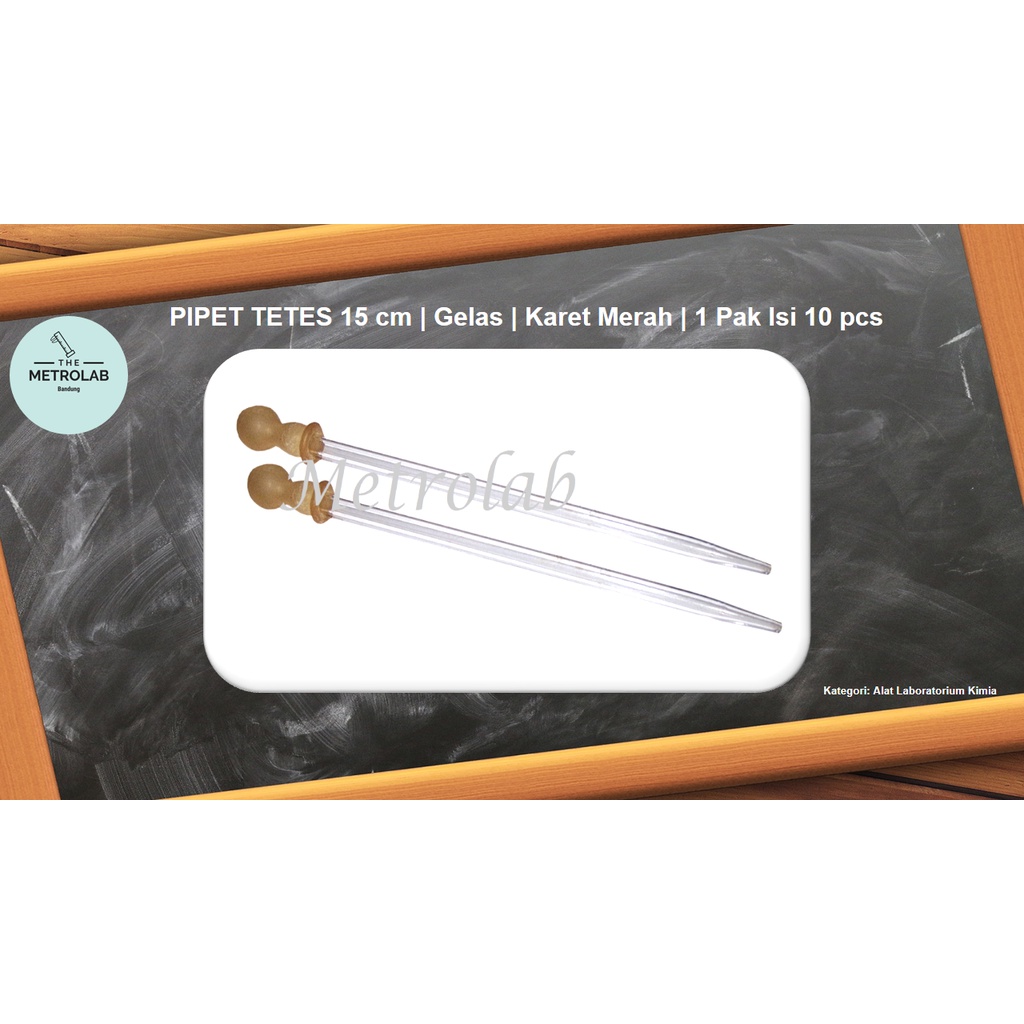 Pipet Tetes Kaca 15 cm  | Karet merah | 1 Pak isi 10 pcs