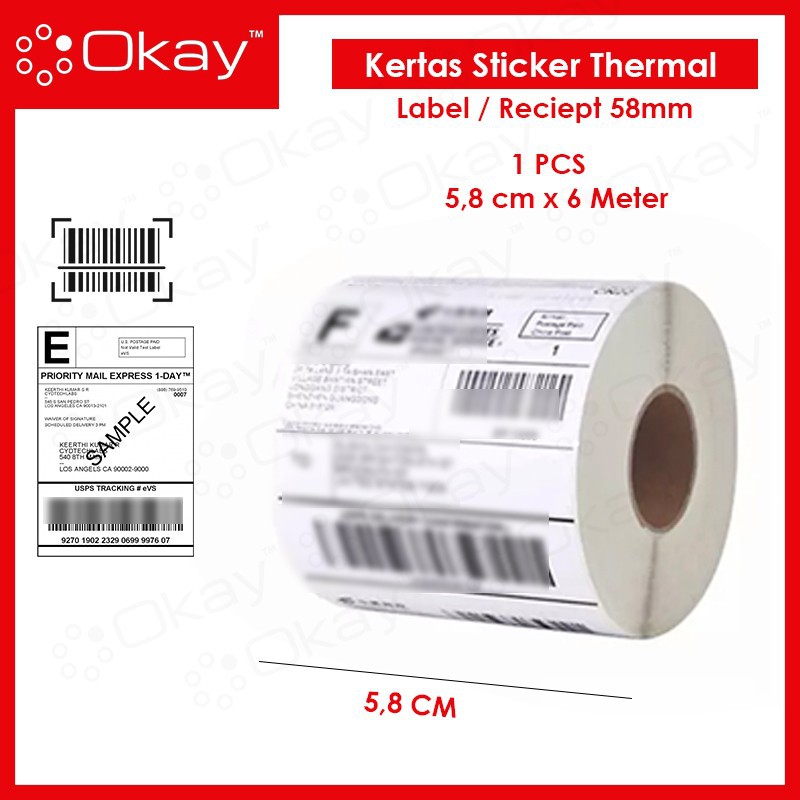 

KERTAS STICKER THERMAL 58 MM cocok untuk printer Label 58MM