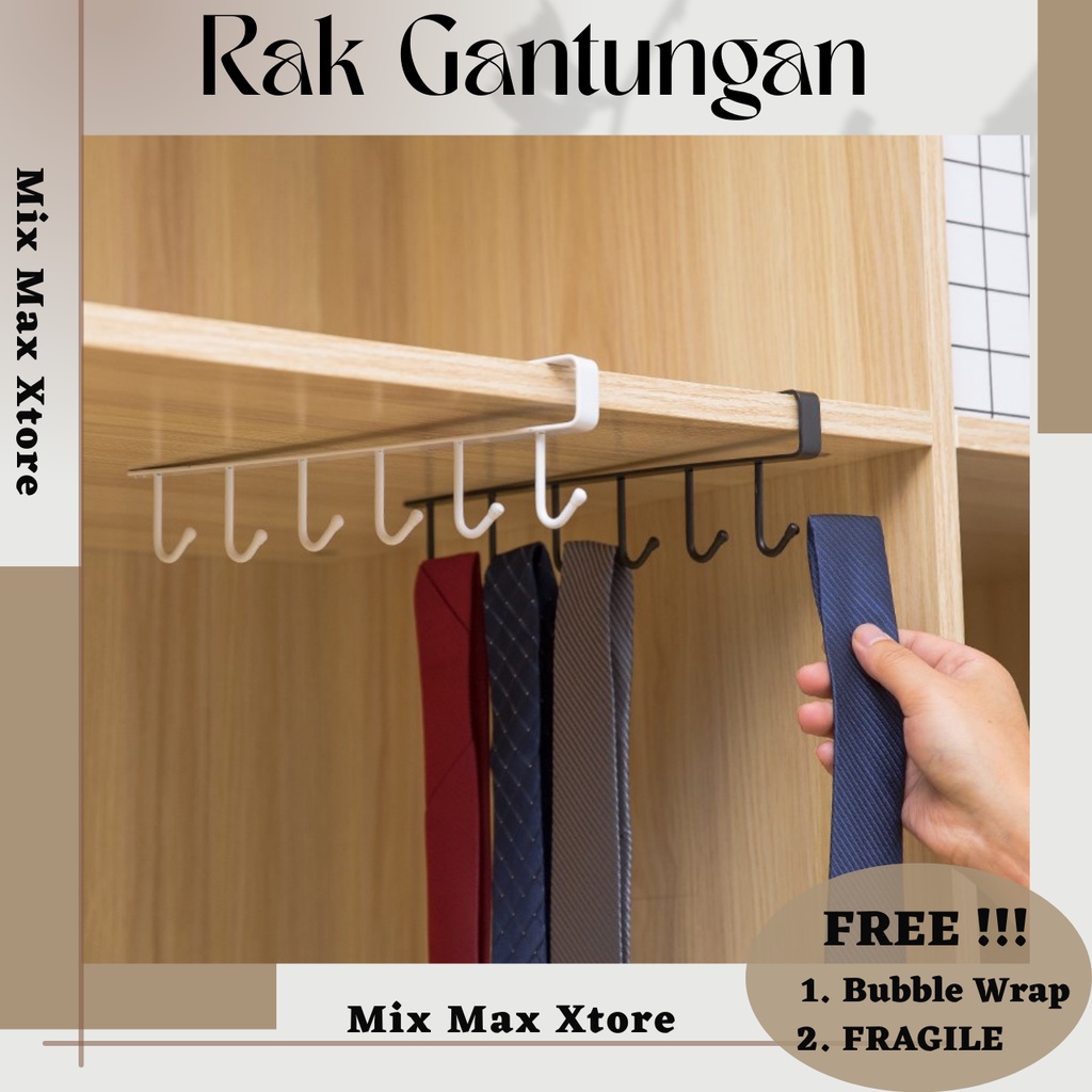 Rak Gantung Peralatan Dapur 6 Hook - Black / Rak Dapur / Rak Dapur Serbaguna / Rak Dapur Gantung / Rak Gantung Dapur / Rak Dapur Minimalis