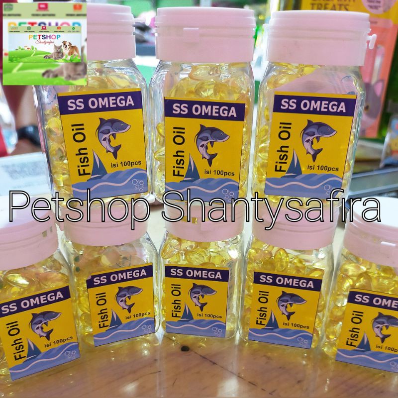 MINYAK IKAN UNTUK KUCING ANJING SUPLEMEN VITAMIN ISI 100 BUTIR SS OMEGA FISH OIL