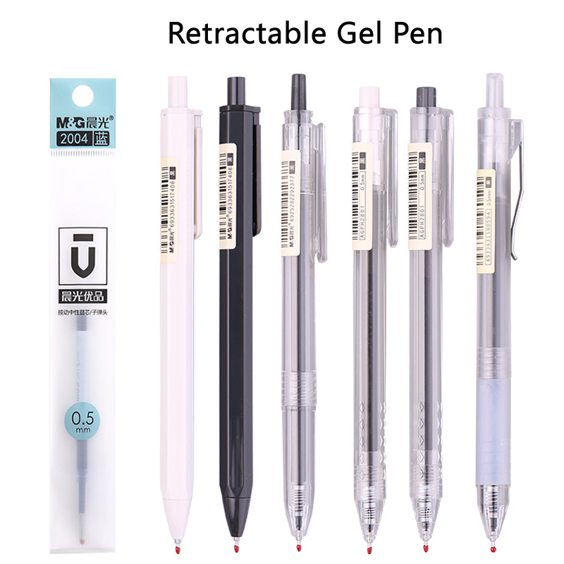 [Ready Stock] M&amp;G 20 Pcs Retractable Gel Pen Refill 0.5mm Black / Red / Blue Ink Bullet Tip Spring Type Push Pen Refill