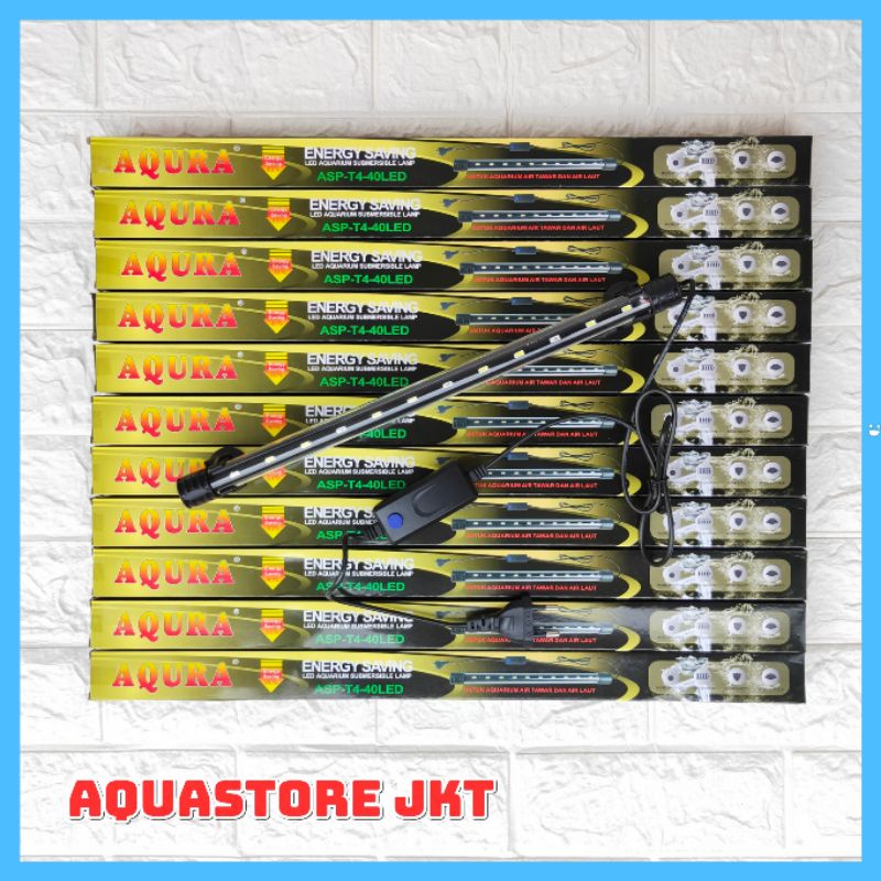 Termurah LAMPU AQUARIUM CELUP AQURA LED ASP T4 40CM DENGAN SAKLAR
