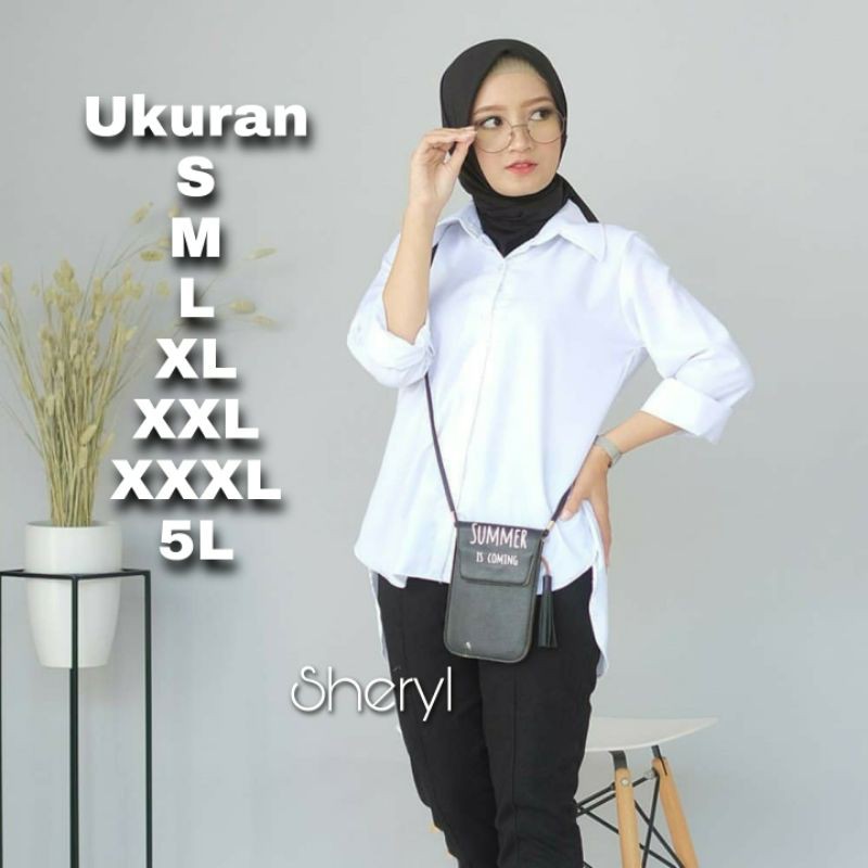 Kemeja Sheryl Big Size Ukuran Size S M L XL 2XL 3XL 4XL XXL XXXL  XXXXL 2L 3L 4L 5L  Atasan Blouse Wanita Jumbo Atasan Big Size Kemeja Kerja Korea Over Size