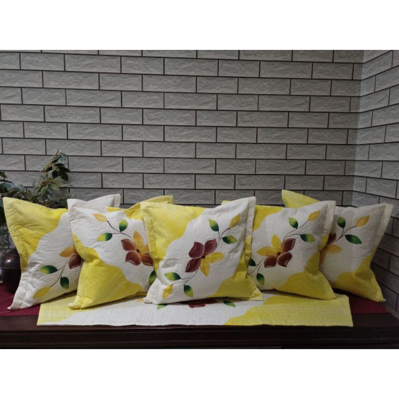 set sarung bantal kursi bordir lukis