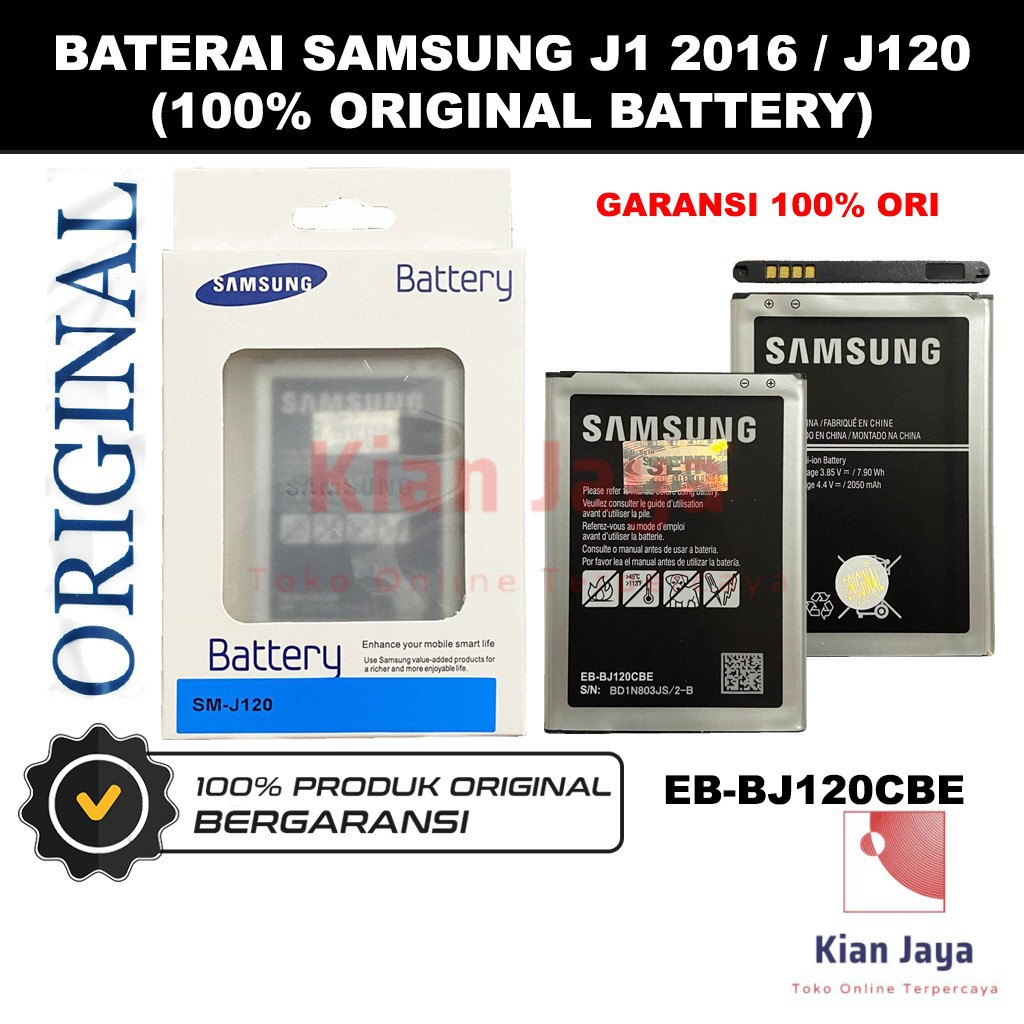 [Garansi 100% Ori] Baterai Samsung Galaxy J1 2016 / J120 / J120F / J120G Batre Battery Hp Original