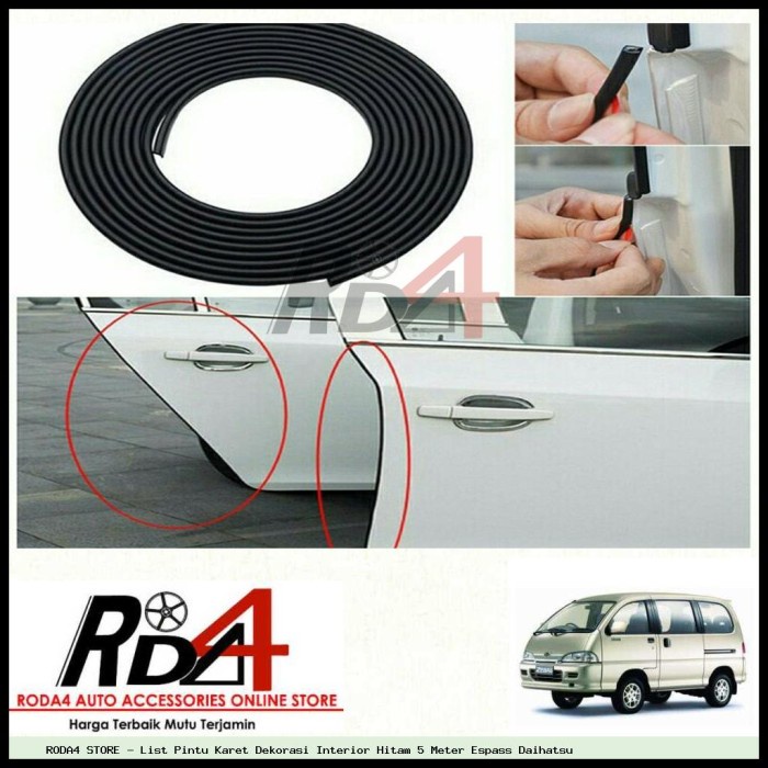 Super Murah  List Pintu Karet Dekorasi Interior Hitam 5 Meter Espass Daihatsu Baru