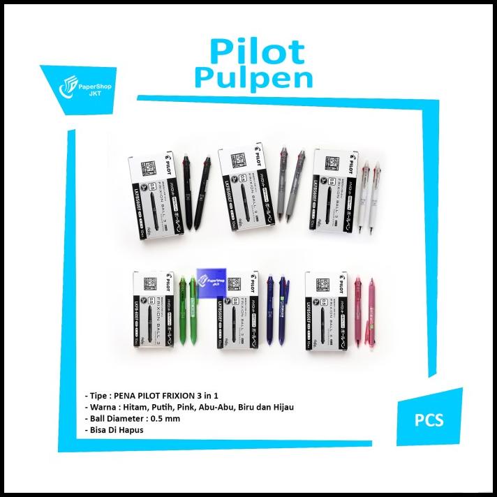 

Vanila | Pena Pilot Frixion 3 In 1 0.5Mm Warna Warni Bisa Di Hapus [ 1 Pcs ]