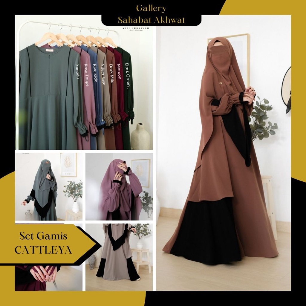 CATTLEYA SET GAMIS KHIMAR by ALFI HURAIYAH, BISA COD, klambieakhwat |  gamis forteleza ekspor halus lembut adem busui friendly nyaman pesta dan daily khimar nonpad free cadar tali