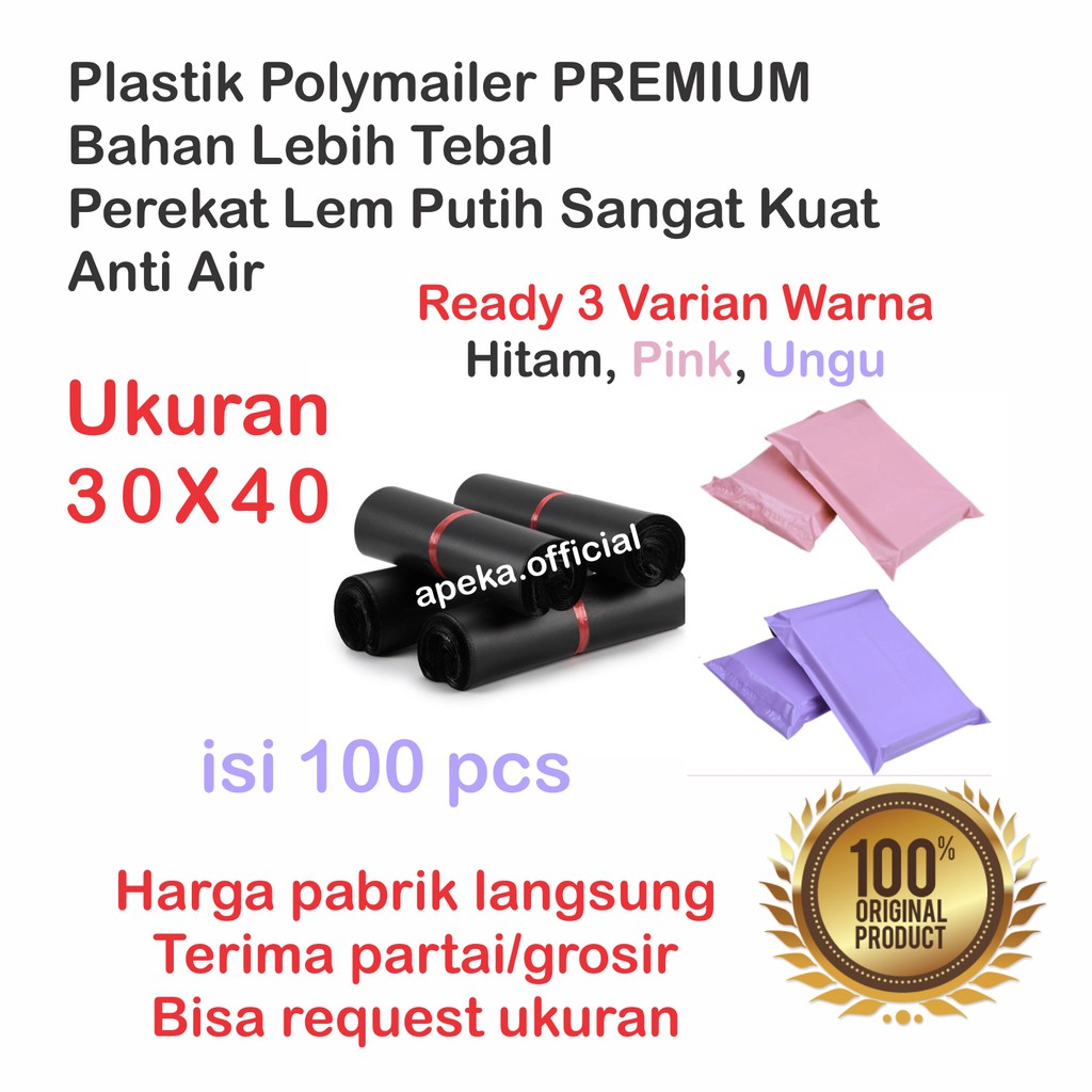 [30x40] 100Lembar PLASTIK POLYMAILER PLASTIC PACKING ONLINE SHOP KUALITAS PREMIUM POLY MAILER