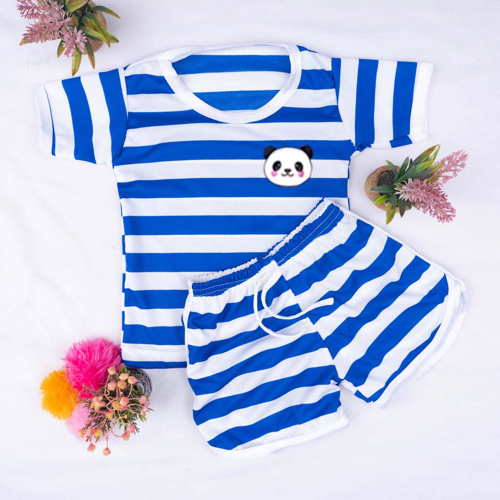 IL  - SETELAN BAJU PLAYSET CUPA CUP ANAK STRIPE PANDA / SETELAN ANAK SALUR / SETELAN UNISEX