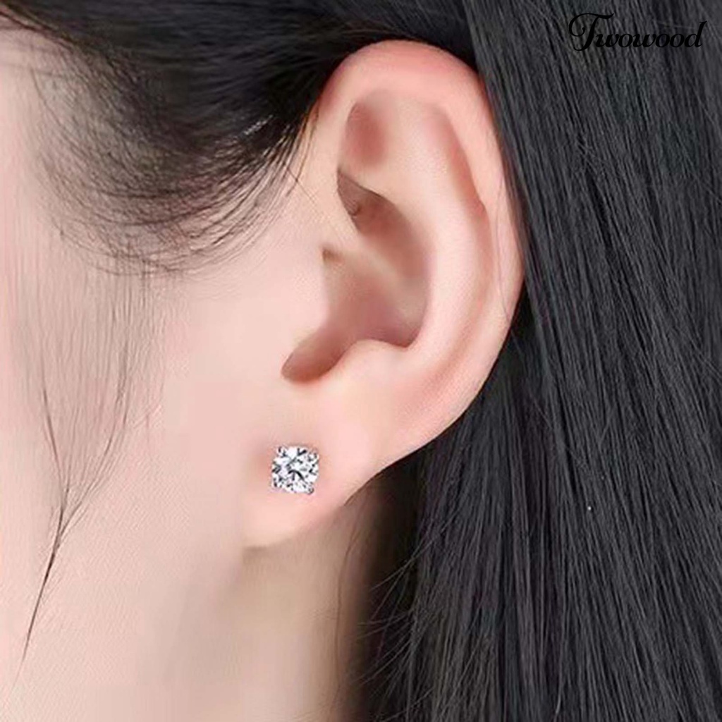 1 Pasang Anting Stud Geometris Berlian Imitasi Gaya Korea Untuk Perhiasan Harian