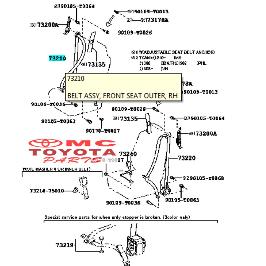 Safety Belt / Seat Belt Depan Kanan Innova 73210-0K190-E0