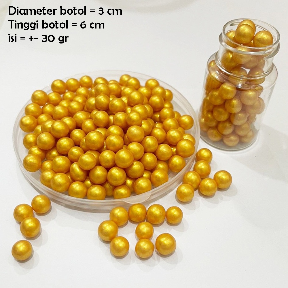 Mutiara Gold Sprinkle Hiasan Kue - Topper Kue Ulang Tahun