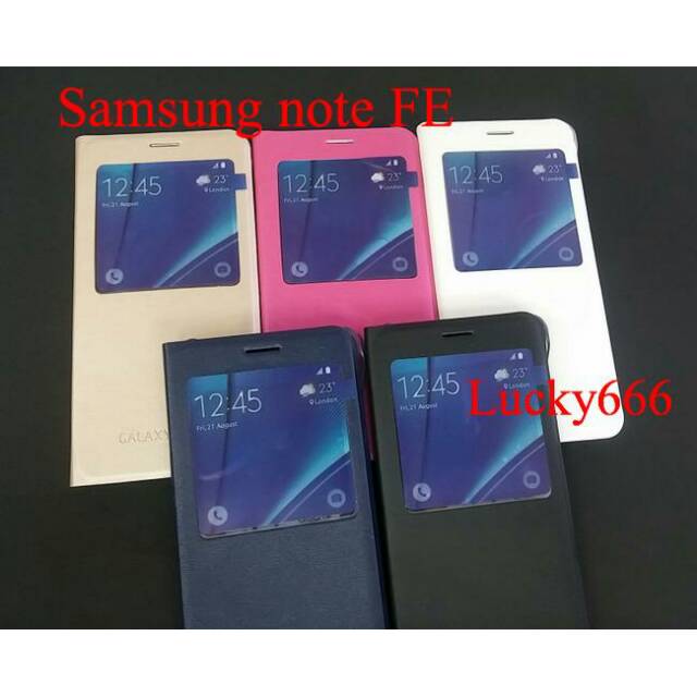 Flip wallet case kulit samsung galaxy note fe flipcover kulit samsung note fe