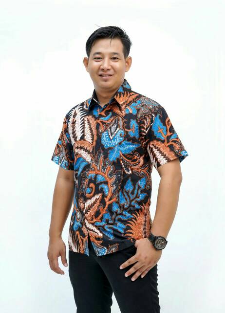 KEMEJA BATIK LENGAN PANJANG MOTIF DAUN BATIK PEKALONGAN FASHION BATIK BATIK PRIA KERJA KANTOR 125565