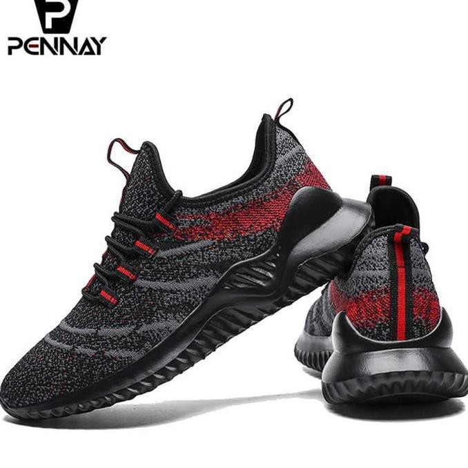 Pennay Sepatu Sneakers Kasual Import Breathable Durable Pria VNM93 - Merah, 43