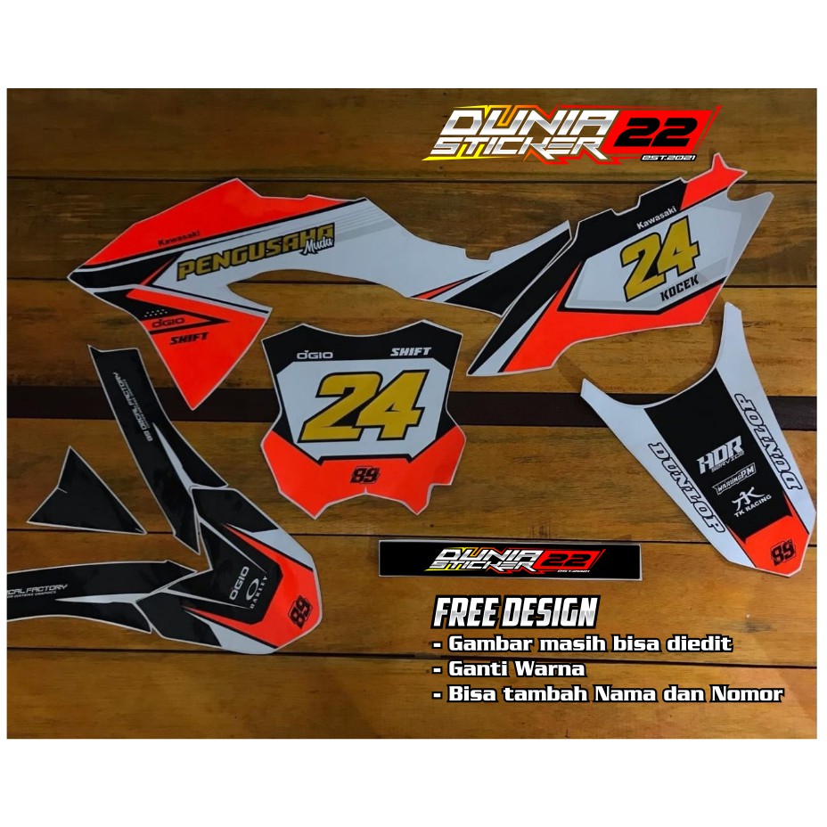 STICKER DECAL KLX / DECAL CRF 150L / DTRACKER / GORDON KOMBINASI WARNA ORANGE STABILLO - DS22 - KD03