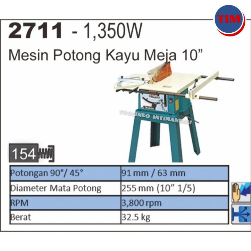 10" Mesin Potong Kayu Meja MAKITA 2711 / Powerfull Table Saw Machine