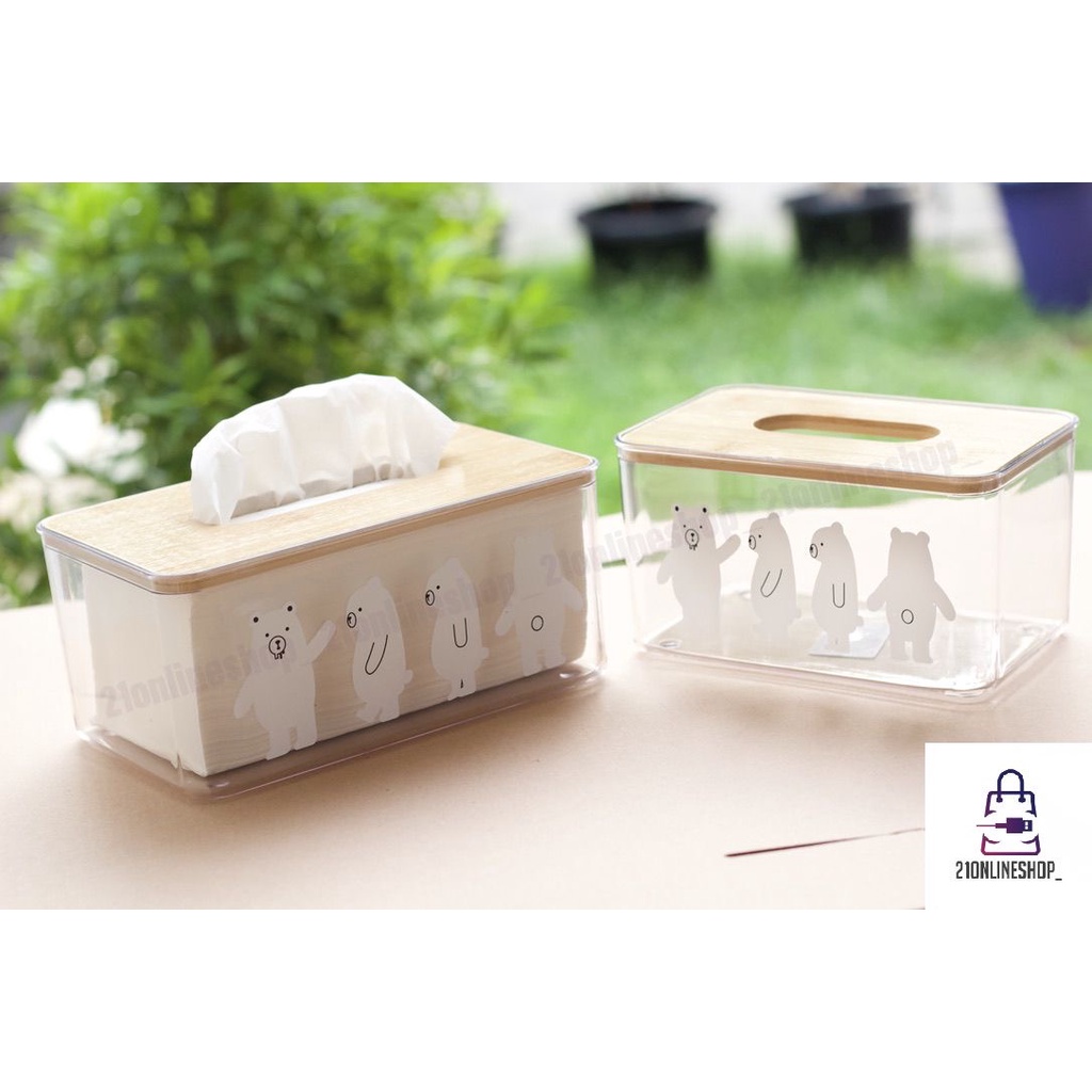 Kotak Tisu Transparan Akrilik Tissue Box Transparant Motif Beruang