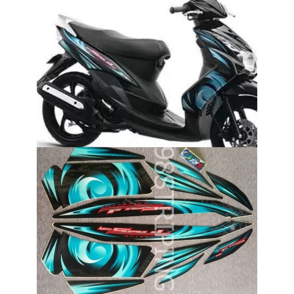 STRIPING MIO SOUL HITAM BIRU TAHUN 2007 STIKER LIS STANDAR ORI YAMAHA