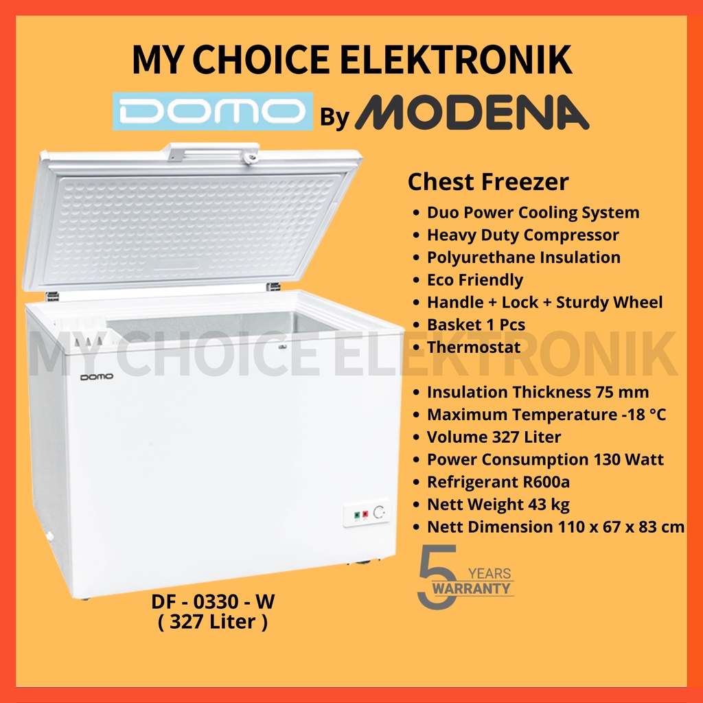 DOMO by MODENA Chest Freezer DF 0330 W (330L) | Freezer Box DF 0330W | DF0330 W