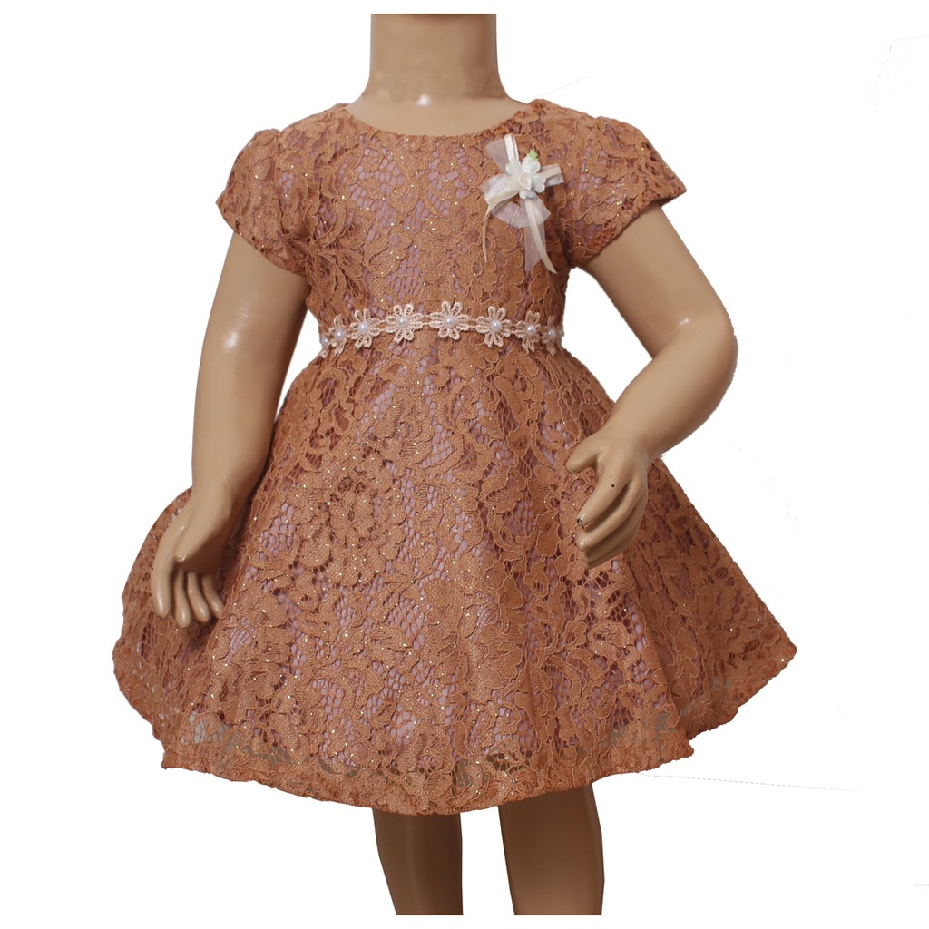 Dress Kids emmy/Baju Party Anak Brukat Gliter/Pakaian Anak Trendy/Brukat Anak Ada renda