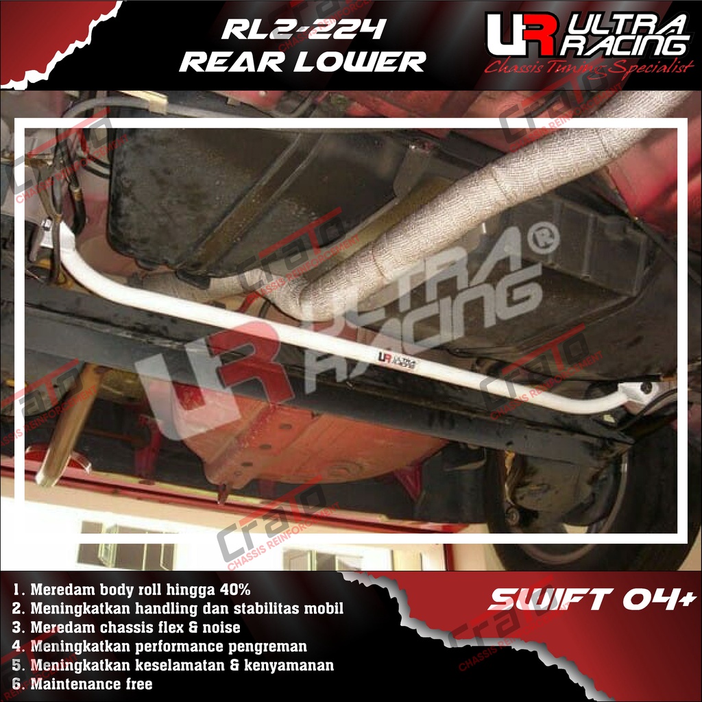 Aksesoris Stabiliser ULTRA RACING Safety Bar - Rear Lower Bar 2 Points - Suzuki Swift 04+ - RL2-224 