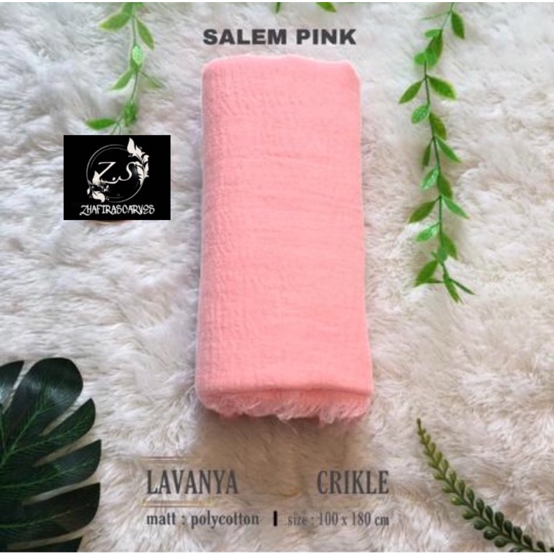 HIJAB Best Seller PASHMINA CRINKLE / CRINCLE - PASHMINA CUTTON CRINKLE / NEGRO / KUSUT-Salem Pink
