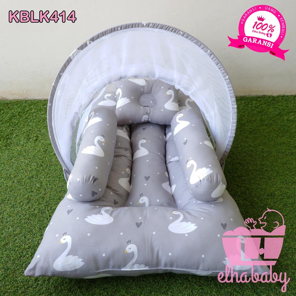 KASUR BAYI LIPAT BERKELAMBU BISA LEPAS / TEMPAT TIDUR BAYI MOTIF ANIMAL / KASUR BAYI PORTABLE / KADO BAYI