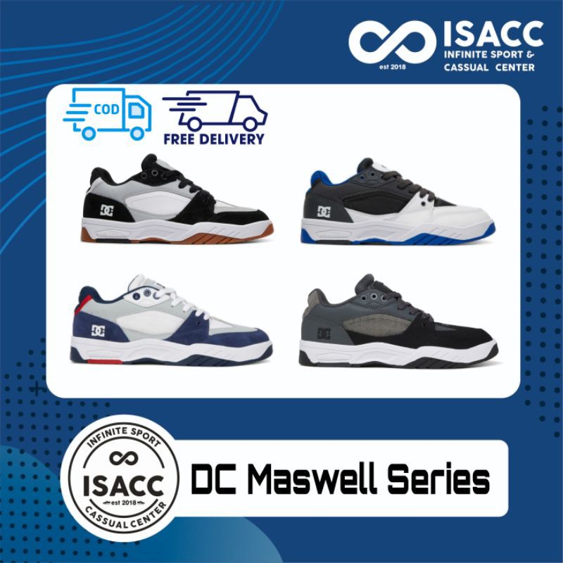 Sepatu Sneakers Casual DC Maswell Original Murah Putih Biru Skateboard Sepatu Pria Wanita Murah