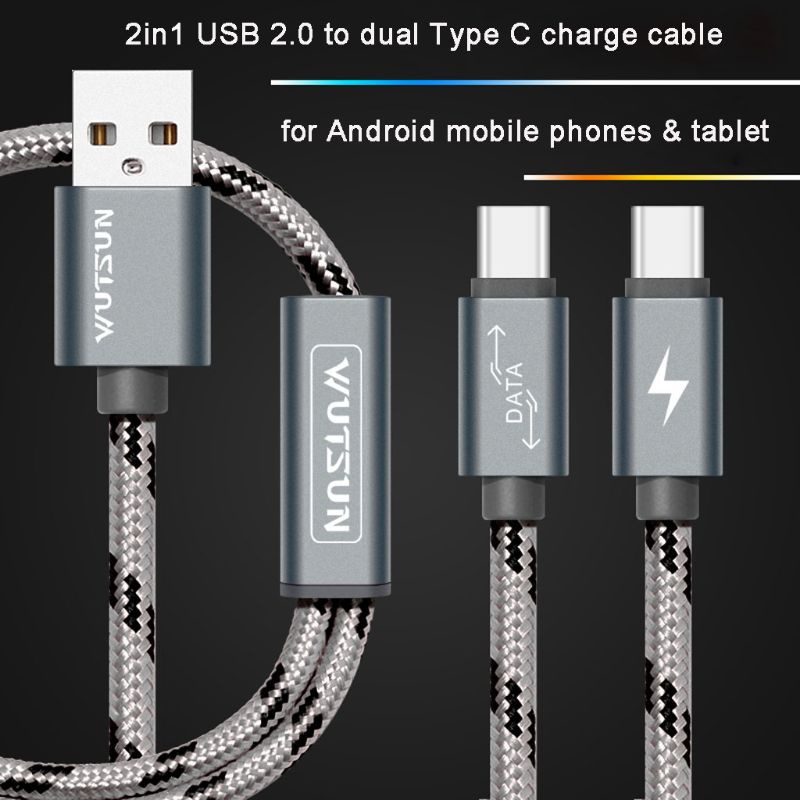 Cre Splitter Y USB 2.0 Tipe A Male Ke Dual USB C Male Fast Charging