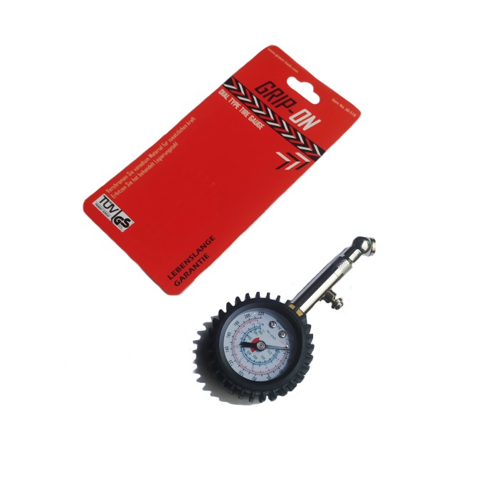 Grip On Dial Type Tire Gauge /Alat  Pengukur Tekanan Angin Ban Motor Mobil Model Bulat GRIP-ON