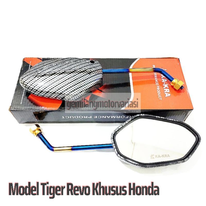 Spion Carbon Honda Sepasang Model Tiger Revo Supra x 125 Variasi Twotone Xxx Tangkai Panjang cocok semua motor honda beat vario 125 vario 150 pcx Adv scoopy supra tiger cb150r verza-4