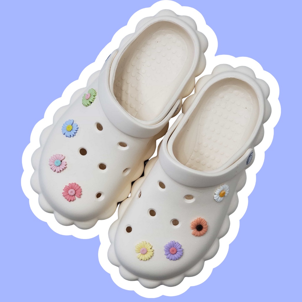 @shinydiy 8pcs Kancing Sepatu Bentuk Bunga Daisy crocs / jibbitz / Button crocs / Charm / DIY | asesoris wanita｜crocs jibbitz