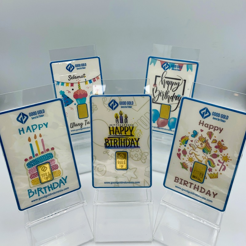 Logam Mulia Good Gold edisi Birthday/ Emas Batangan Good Gold seri Happy Birthday/ Birthday Gift/ Hadiah Ulang Tahun