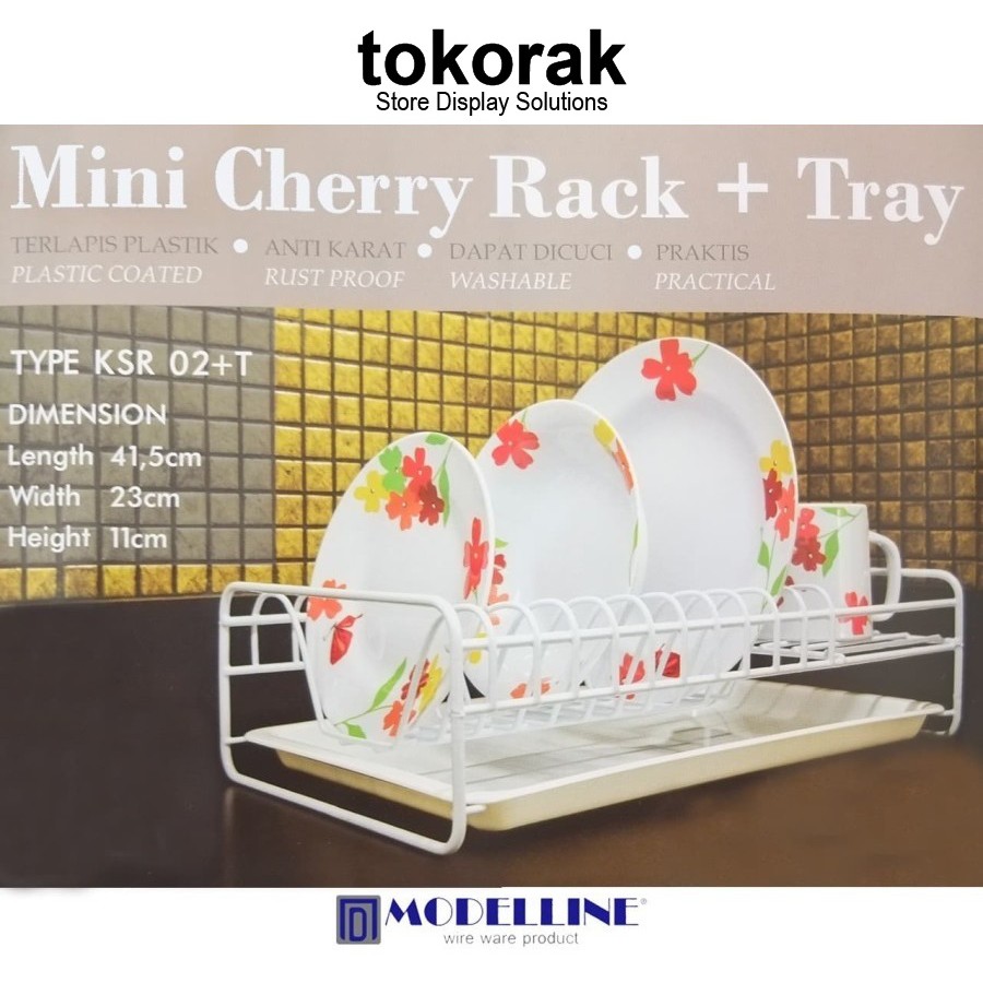 RAK PIRING GELAS MINI CHERRY + TRAY RACK KERANJANG MODELLINE