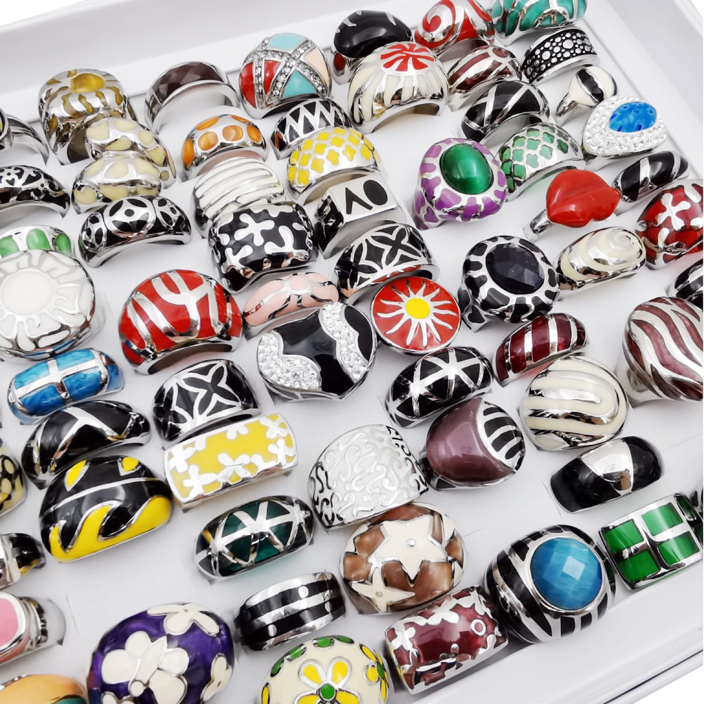 Dripping Oil Zircon Skull Ring Accessories Titanium Steel Retro Hip Hop (Mixed color and code)