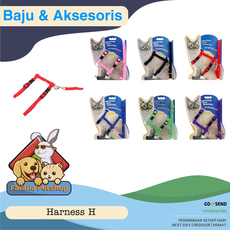 Harness Kucing Tali Tuntun H Polos Anjing Cat Dog Musang Harnes Pet High Quality