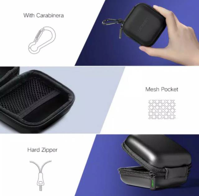 Ugreen Case Earphone Organizer Eva Waterproof Ugreen Tas Penyimpanan Gadget