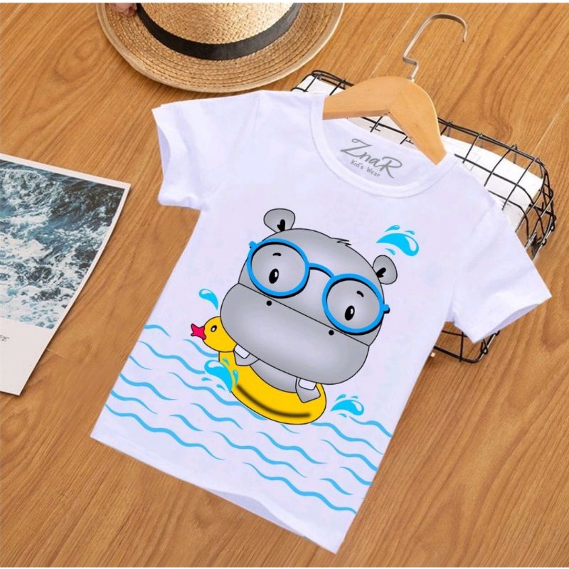 Baju bayi atasan kaos bayi usia 3-9 bulan-30 Putih Kudanil