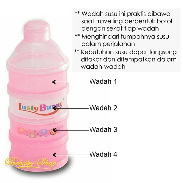 Lusty Bunny Container Susu Bubuk Susun 4 Tempat Susu Travel