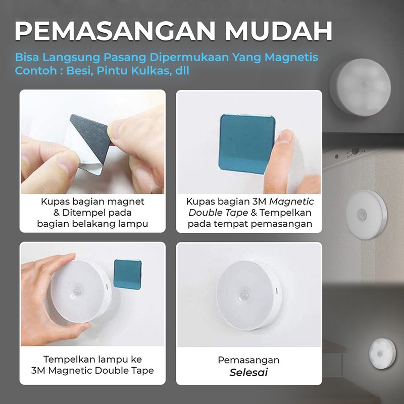 Lampu LED Sensor Gerak Otomatis / LED Induction Night Light/Lampu Tidur/ Lampu Nyala Otomatis