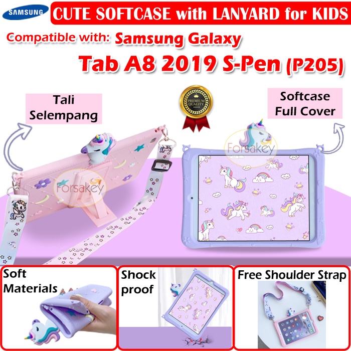 Samsung Galaxy Tab A8 A 8 2019 SM P205 With S Pen Spen Case Casing Cover Sarung kesing Kid Anak Lucu