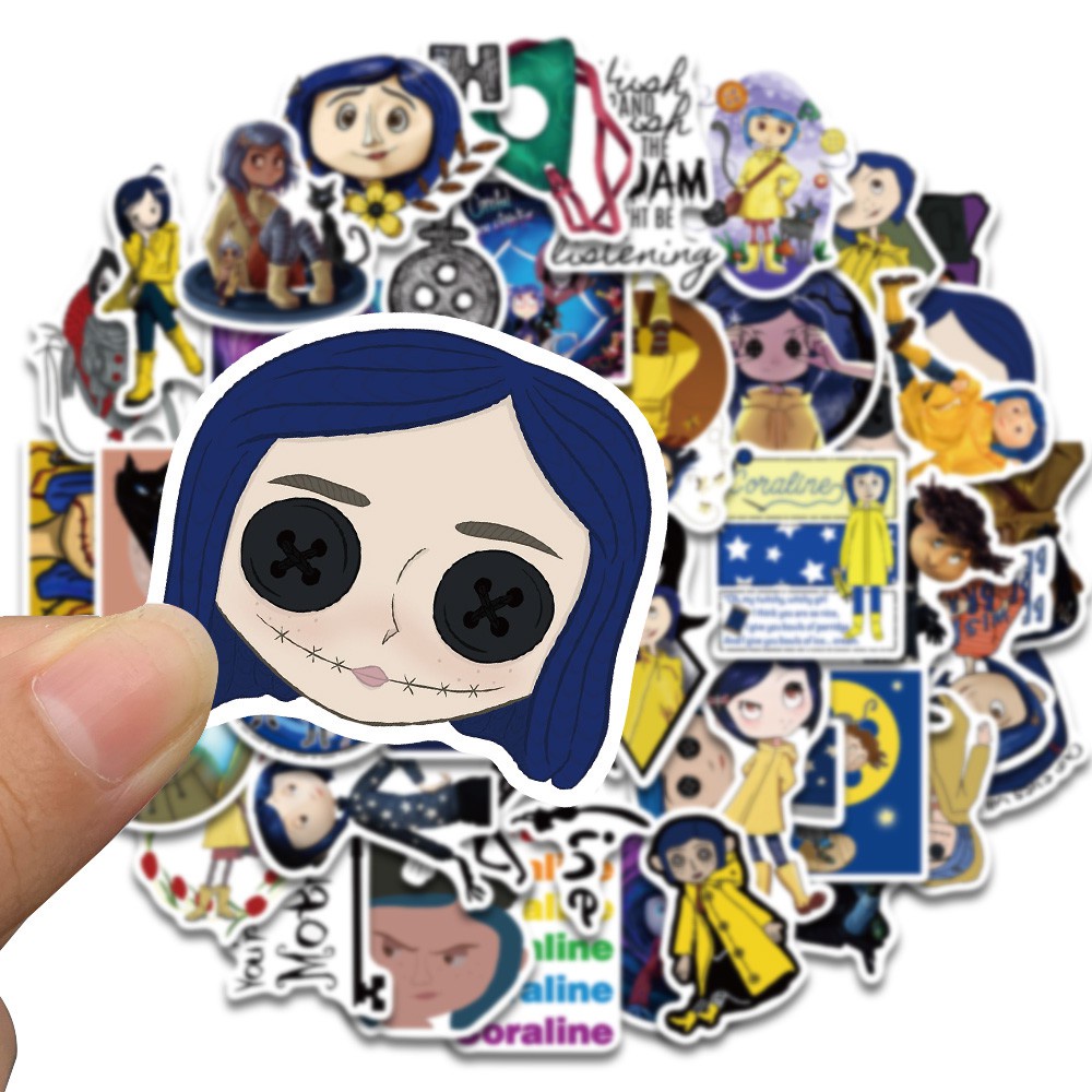 50pcs Animated Movie Coraline &amp; The Secret Door Stickers Personalized Decoration Luggage Waterproof Classic Toy Stickers