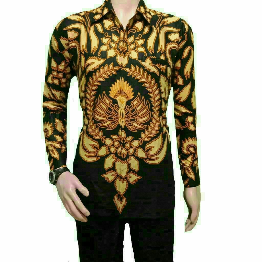 BSWART BATIK HRB026 Kenongo Hem Pendek Padi Pekalongan M L XL Batik Pria MURAH