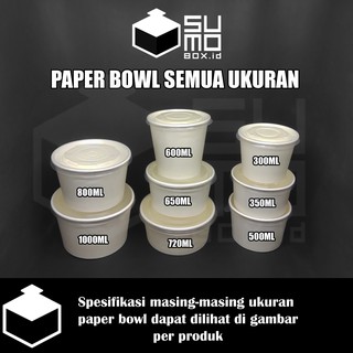 Jual Paper bowl 650ml + tutup / Mangkuk kertas / wadah kertas tebal ...