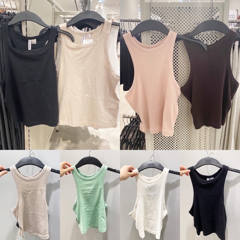 READY - ORIGINAL store HnM halter rib knit tanktop / vest tank top tebal wanita H&M